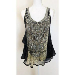 Camilla Silk Paisley Print V Neck Racerback Cami